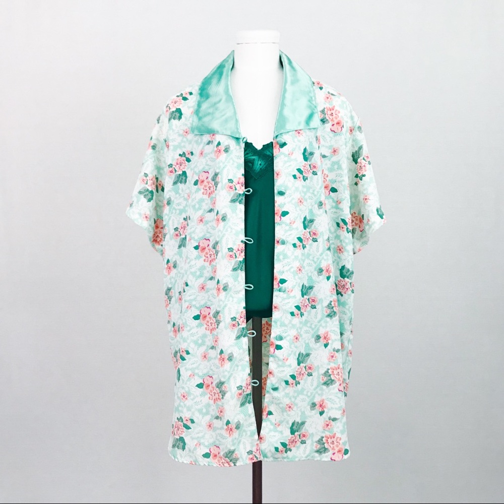 Vintage VS Satin Nightshirt with Floral Motif | Size S